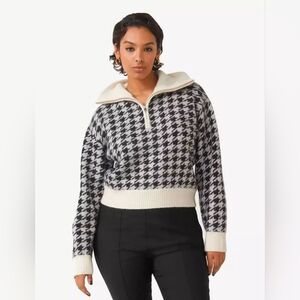 & Other‎ Stories Houndstooth Half-Zip Pullover Sweater Alpaca Wool Blend M